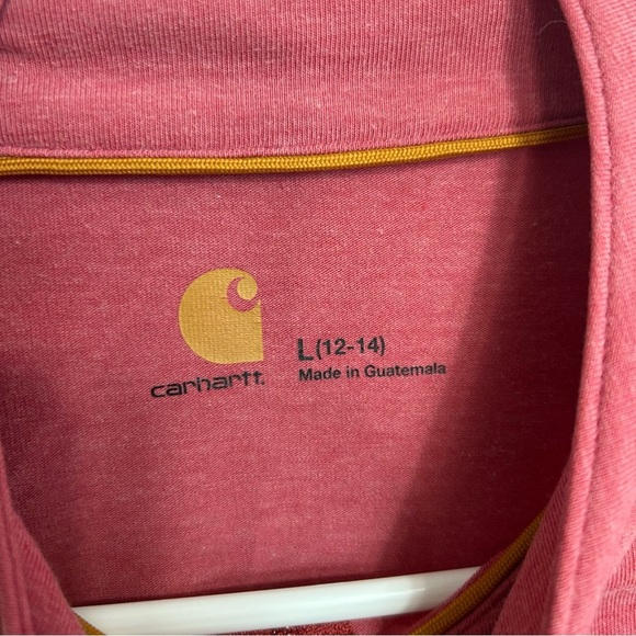 Carhartt Force Girls Pink Quarter Zip Lightweight Sweatshirt Youth Size 12/14 - Picture 3 of 6